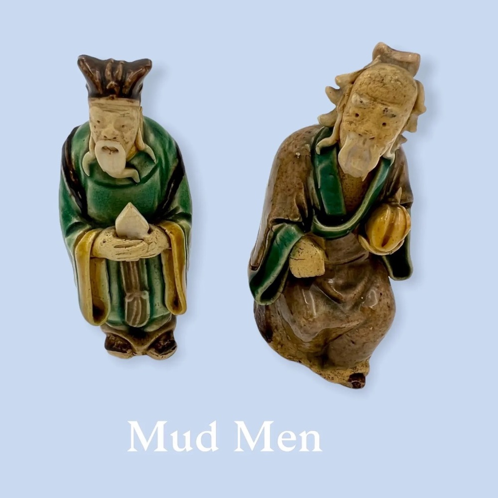 VINTAGE PAIR CHINESE MUD MEN Plus Bonus. BD